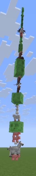 Башня из мобов Minecraft: лама, свинья, куб, скелет, слизень и другие