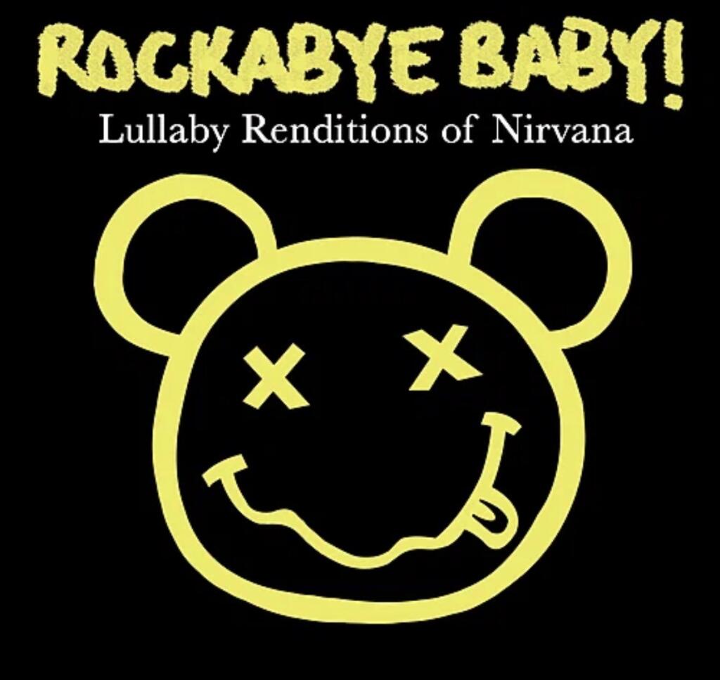 Обложка альбома Rockabye Baby Lullaby Renditions of Nirvana с желтым медведем на черном фоне