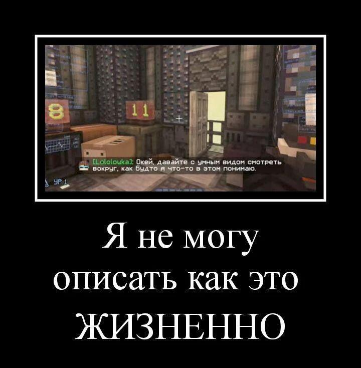 Кадр из игры Minecraft с подписью: Я не могу описать как это жизненно