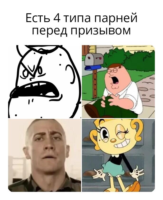 А какой тип призывных парней Вы(первый поймут только избранные, или просто те, кто Лежебокера смотрел) ?