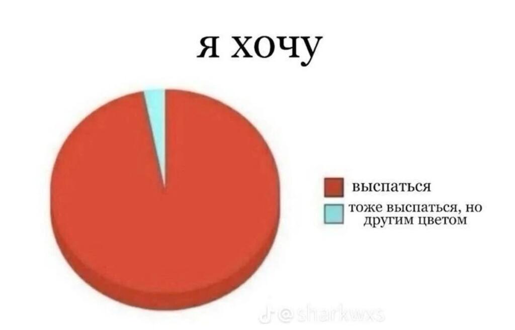 Диаграмма, где почти вся площадь занимает сектор 'выспаться