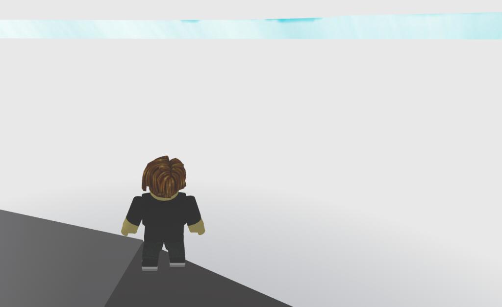Персонаж Roblox стоит спиной на фоне пустого белого пространства