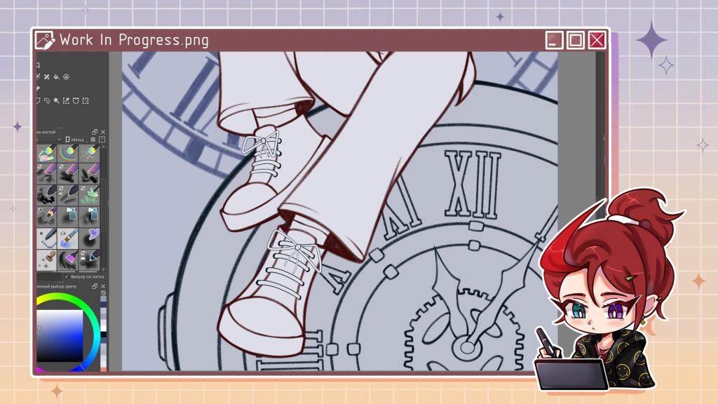 Начинать рисовать то, что я изначально в душе не е- аэ не знаю короче как рисовать, это, конечно, мощно.
(Я про часики)
